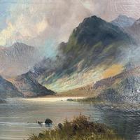 Antique large Scottish landscape oil painting of cottage by loch signed Montgomery Ansell (6 of 10) Antique large Scottish landscape oil painting of cottage by loch signed Montgomery Ansell (6 of 10)