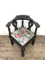 Victorian Carved Oak Corner Chair with Floral Upholstery (6 of 9) Victorian Carved Oak Corner Chair with Floral Upholstery (6 of 9)
