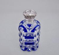 Victorian silver and Bohemian overlay Bristol blue glass scent bottle c.1890 (4 of 5) Victorian silver and Bohemian overlay Bristol blue glass scent bottle c.1890 (4 of 5)