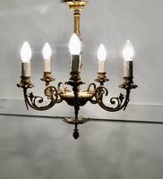 Gilded Brass 5 Branch Rococo Style Chandelier (7 of 8) Gilded Brass 5 Branch Rococo Style Chandelier (7 of 8)