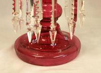 Antique Victorian Cranberry Mantle Table Lustre (8 of 8) Antique Victorian Cranberry Mantle Table Lustre (8 of 8)