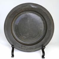 Antique 17th Century Pewter Triple Reeded Charger with Owners Initials MS. English