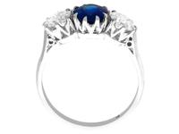 1.80ct Sapphire & 1.35ct Diamond, 18ct White Gold Trilogy Ring c.1935 (5 of 9) 1.80ct Sapphire & 1.35ct Diamond, 18ct White Gold Trilogy Ring c.1935 (5 of 9)