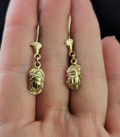 Vintage 18ct Gold Scarab Beetle Earrings, Dangly Earrings (5 of 10) Vintage 18ct Gold Scarab Beetle Earrings, Dangly Earrings (5 of 10)