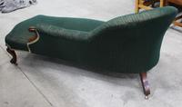 1900's Carved Mahogany Chaise with Buttoned Back in Green (3 of 3) 1900's Carved Mahogany Chaise with Buttoned Back in Green (3 of 3)