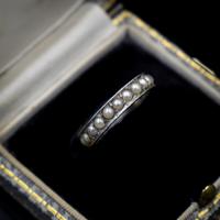 Art Deco Pearl Full Eternity Sterling Silver Band Ring (10 of 10) Art Deco Pearl Full Eternity Sterling Silver Band Ring (10 of 10)