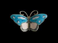 Vintage Hroar Prydz Norway Sterling Silver & Guilloche Enamel Butterfly Brooch / Pin c.1940 (1 of 7)