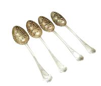 Set of 4 Antique Victorian Sterling Silver Berry Serving Spoons 1898 (2 of 6) Set of 4 Antique Victorian Sterling Silver Berry Serving Spoons 1898 (2 of 6)