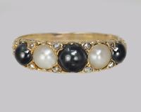 Antique Tahitian & White Pearl Ring 18ct Gold & Rose cut Diamond Victorian Ring (9 of 11) Antique Tahitian & White Pearl Ring 18ct Gold & Rose cut Diamond Victorian Ring (9 of 11)