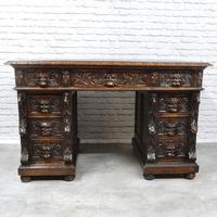 Small Carved Oak Green Man Desk (9 of 10) Small Carved Oak Green Man Desk (9 of 10)