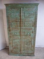 Handmade Indian Mango & Teak Large Painted Green 2 Door Storage Cupboard (4 of 12) Handmade Indian Mango & Teak Large Painted Green 2 Door Storage Cupboard (4 of 12)