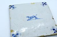 17th / 18th Century Delft Blue & White Tile with Dog (6 of 6) 17th / 18th Century Delft Blue & White Tile with Dog (6 of 6)