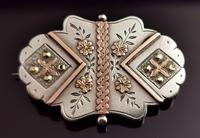 Victorian Aesthetic Silver Locket Brooch, 9ct Yellow & Rose Gold (2 of 8) Victorian Aesthetic Silver Locket Brooch, 9ct Yellow & Rose Gold (2 of 8)