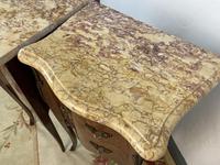 French Marquetry Bedside Tables Cabinets With Marble Tops Louis XVI Bombe Style (10 of 10) French Marquetry Bedside Tables Cabinets With Marble Tops Louis XVI Bombe Style (10 of 10)