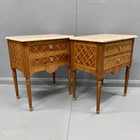 Pair of French Tulipwood Bedside Chests with Marble (3 of 10) Pair of French Tulipwood Bedside Chests with Marble (3 of 10)