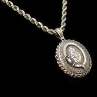 Antique Oval Buckle Fancy Locket and Rope Chain Sterling Silver Gold Gilt Necklace (9 of 11) Antique Oval Buckle Fancy Locket and Rope Chain Sterling Silver Gold Gilt Necklace (9 of 11)