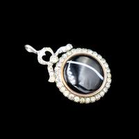 Antique Old Cut Paste Sterling Silver Banded Agate Bow Locket Pendant (2 of 9) Antique Old Cut Paste Sterling Silver Banded Agate Bow Locket Pendant (2 of 9)