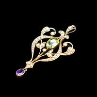 Antique Edwardian Amethyst Peridot & Pearl Lavalier 9ct 9K Yellow Gold Pendant (4 of 8) Antique Edwardian Amethyst Peridot & Pearl Lavalier 9ct 9K Yellow Gold Pendant (4 of 8)