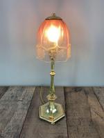 Edwardian Brass Table Lamp With Etched Shade (9 of 10) Edwardian Brass Table Lamp With Etched Shade (9 of 10)