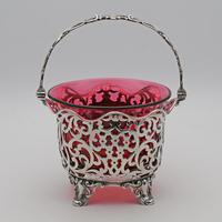 Victorian Silver & Cranberry Glass Basket (2 of 4) Victorian Silver & Cranberry Glass Basket (2 of 4)
