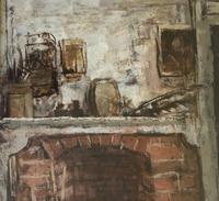 Original oil on canvas, laid on to board ‘The old fire place’ by Rozanne Palmer Framed c.1960 (2 of 3) Original oil on canvas, laid on to board ‘The old fire place’ by Rozanne Palmer Framed c.1960 (2 of 3)
