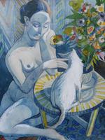 Watercolour Nude with Cat Listed Artist James Gorman (10 of 14) Watercolour Nude with Cat Listed Artist James Gorman (10 of 14)