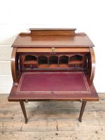 Antique Edwardian Mahogany Inlaid Cylinder Top Desk (14 of 14) Antique Edwardian Mahogany Inlaid Cylinder Top Desk (14 of 14)