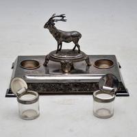 Antique Silver Plate Stag Inkwell Stand by James Deakin (8 of 8) Antique Silver Plate Stag Inkwell Stand by James Deakin (8 of 8)