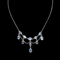 Antique Moonstone Sterling Silver Drop Fringe Festoon Necklace (2 of 8) Antique Moonstone Sterling Silver Drop Fringe Festoon Necklace (2 of 8)
