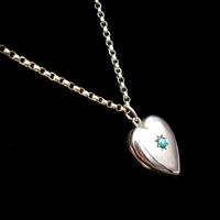Antique Turquoise Heart 9ct 9K Gold Locket and Chain Necklace (3 of 10) Antique Turquoise Heart 9ct 9K Gold Locket and Chain Necklace (3 of 10)