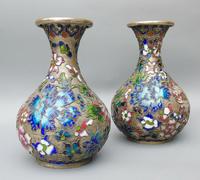 Pretty Pair of Chinese Cloisonne Champleve Vases (4 of 9) Pretty Pair of Chinese Cloisonne Champleve Vases (4 of 9)