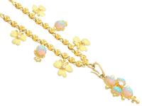 3.45ct Opal & 0.27ct Diamond, 22ct Yellow Gold Necklace - Antique c.1890 (4 of 9) 3.45ct Opal & 0.27ct Diamond, 22ct Yellow Gold Necklace - Antique c.1890 (4 of 9)