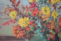 Large Mid Century Oil Painting Still Life of Chrysanthemums (5 of 10) Large Mid Century Oil Painting Still Life of Chrysanthemums (5 of 10)