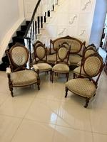 Exhibition Quality Antique Victorian Carved  Walnut 9 Piece Suite