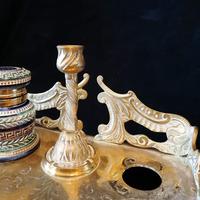 Antique Brass and Porcelain Double Inkwell with Candlestick (9 of 10) Antique Brass and Porcelain Double Inkwell with Candlestick (9 of 10)