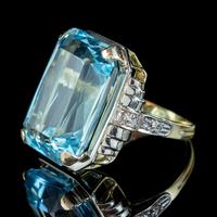 Aquamarine Diamond Cocktail Ring 14ct Gold 14.50ct Scissor Cut Aqua (3 of 8) Aquamarine Diamond Cocktail Ring 14ct Gold 14.50ct Scissor Cut Aqua (3 of 8)