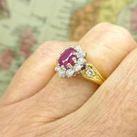 Vintage 18ct gold oval ruby & diamond cluster ring ~ Valentine proposal (7 of 10) Vintage 18ct gold oval ruby & diamond cluster ring ~ Valentine proposal (7 of 10)