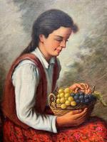 The Fruit Seller - Attractive Original Early 1900s Italian Oil Portrait Painting (6 of 10) The Fruit Seller - Attractive Original Early 1900s Italian Oil Portrait Painting (6 of 10)