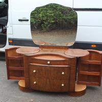 1940's Large Walnut Deco Dressing Table with Mirror by Shraeger (3 of 8) 1940's Large Walnut Deco Dressing Table with Mirror by Shraeger (3 of 8)