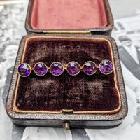 Antique 9ct Yellow Gold Six Amethyst Bar Brooch, Victorian Edwardian 9K Pin (4 of 8) Antique 9ct Yellow Gold Six Amethyst Bar Brooch, Victorian Edwardian 9K Pin (4 of 8)