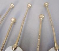 Cased Set of Six "Botanical" Guilloche Enamel Coffee Spoons by Barker Ellis Silver Co, Birmingham 1969 (5 of 5) Cased Set of Six "Botanical" Guilloche Enamel Coffee Spoons by Barker Ellis Silver Co, Birmingham 1969 (5 of 5)