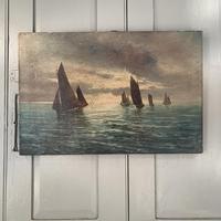 Antique marine seascape oil painting Fishing Boats with a good catch signed W Graves 1918 (2 of 11) Antique marine seascape oil painting Fishing Boats with a good catch signed W Graves 1918 (2 of 11)
