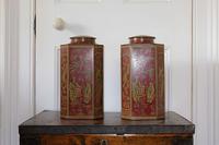 Matching Pair of Octagonal Toleware Canisters (4 of 6) Matching Pair of Octagonal Toleware Canisters (4 of 6)