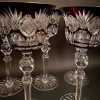 Five Val St Lambert Burgundy Crystal Wine Glasses (3 of 3) Five Val St Lambert Burgundy Crystal Wine Glasses (3 of 3)