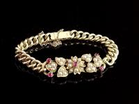 Antique 15ct Gold Ruby and Pearl Curb Bracelet, Floral (4 of 10) Antique 15ct Gold Ruby and Pearl Curb Bracelet, Floral (4 of 10)