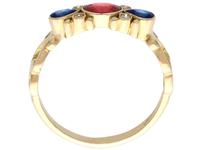 0.50ct Ruby, 0.32ct Sapphire & Diamond, 18ct Yellow Gold Dress Ring - Vintage c.1940 (5 of 9) 0.50ct Ruby, 0.32ct Sapphire & Diamond, 18ct Yellow Gold Dress Ring - Vintage c.1940 (5 of 9)