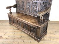 Antique Victorian Carved Oak High Back Settle (3 of 15) Antique Victorian Carved Oak High Back Settle (3 of 15)