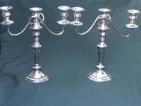 Pair of Edwardian Silver Plate on Copper Three Branch Candelabra (2 of 8) Pair of Edwardian Silver Plate on Copper Three Branch Candelabra (2 of 8)