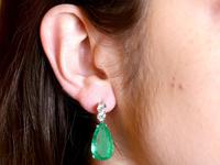 15.51ct Colombian Emerald and 1.12ct Diamond, Platinum Drop Earrings - Vintage Circa 1950 (9 of 9) 15.51ct Colombian Emerald and 1.12ct Diamond, Platinum Drop Earrings - Vintage Circa 1950 (9 of 9)