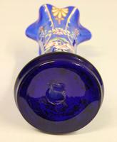 Antique Pair of Bristol Blue Glass Decorated Vases (3 of 4) Antique Pair of Bristol Blue Glass Decorated Vases (3 of 4)